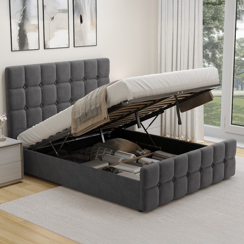 Velvet ottoman storage - ottoman,