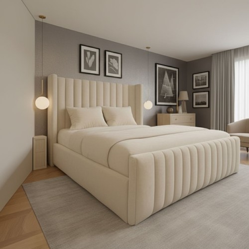 Winged panel bed frame plush - frame,