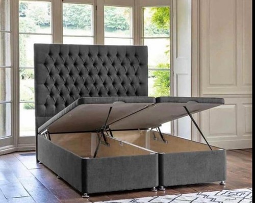 Grey velvet storage - velvet, gaslift