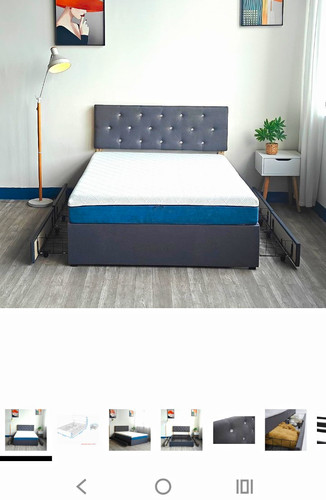 Grey fabric upholstered double - grey,