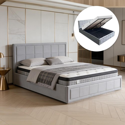 Luxury grey fabric ottoman bed - luxury,