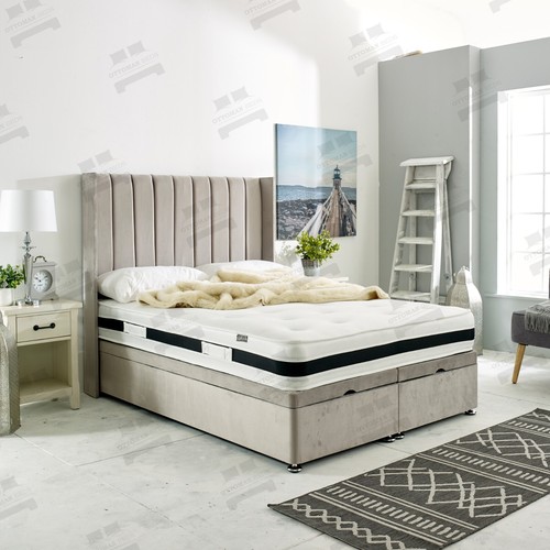 Ottoman bed velvet panelled - bed,