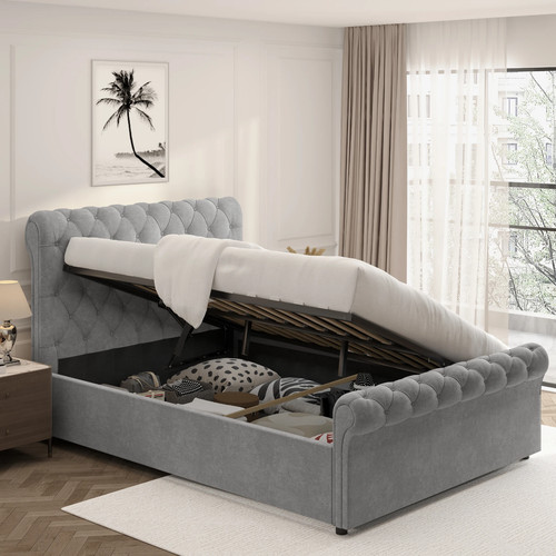 Velvet chesterfield bed - chesterfield, frame