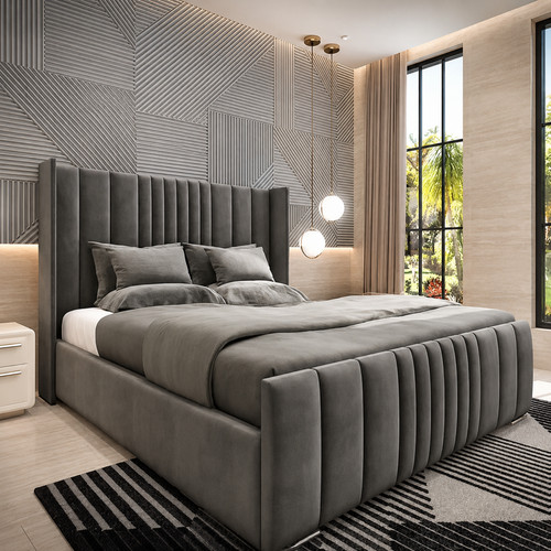 Ottoman bed winged - winged, plush