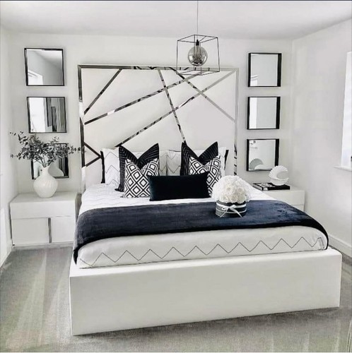 Luxury silver stripe bed - silver,