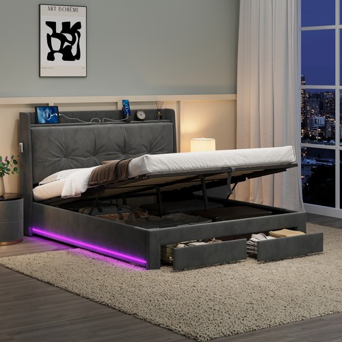 Double bed frame with drawers - double,